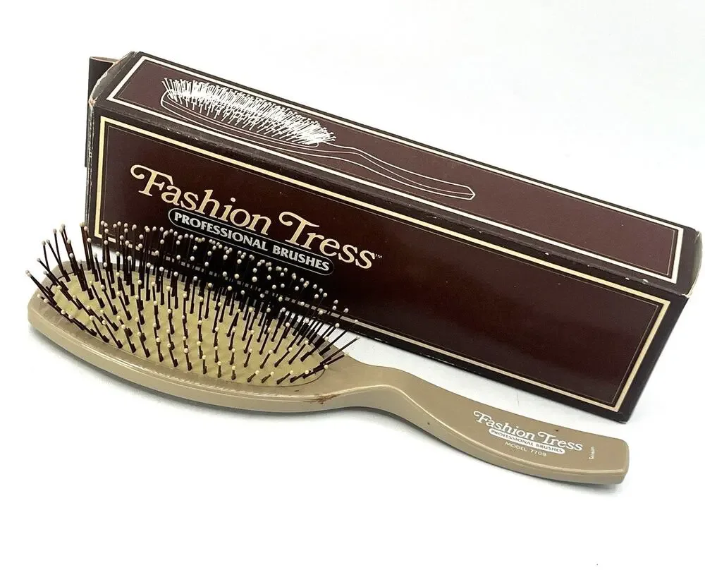 Vintage 1980s Fashion Tress Professional Brush 7708 Taiwan Beige 9